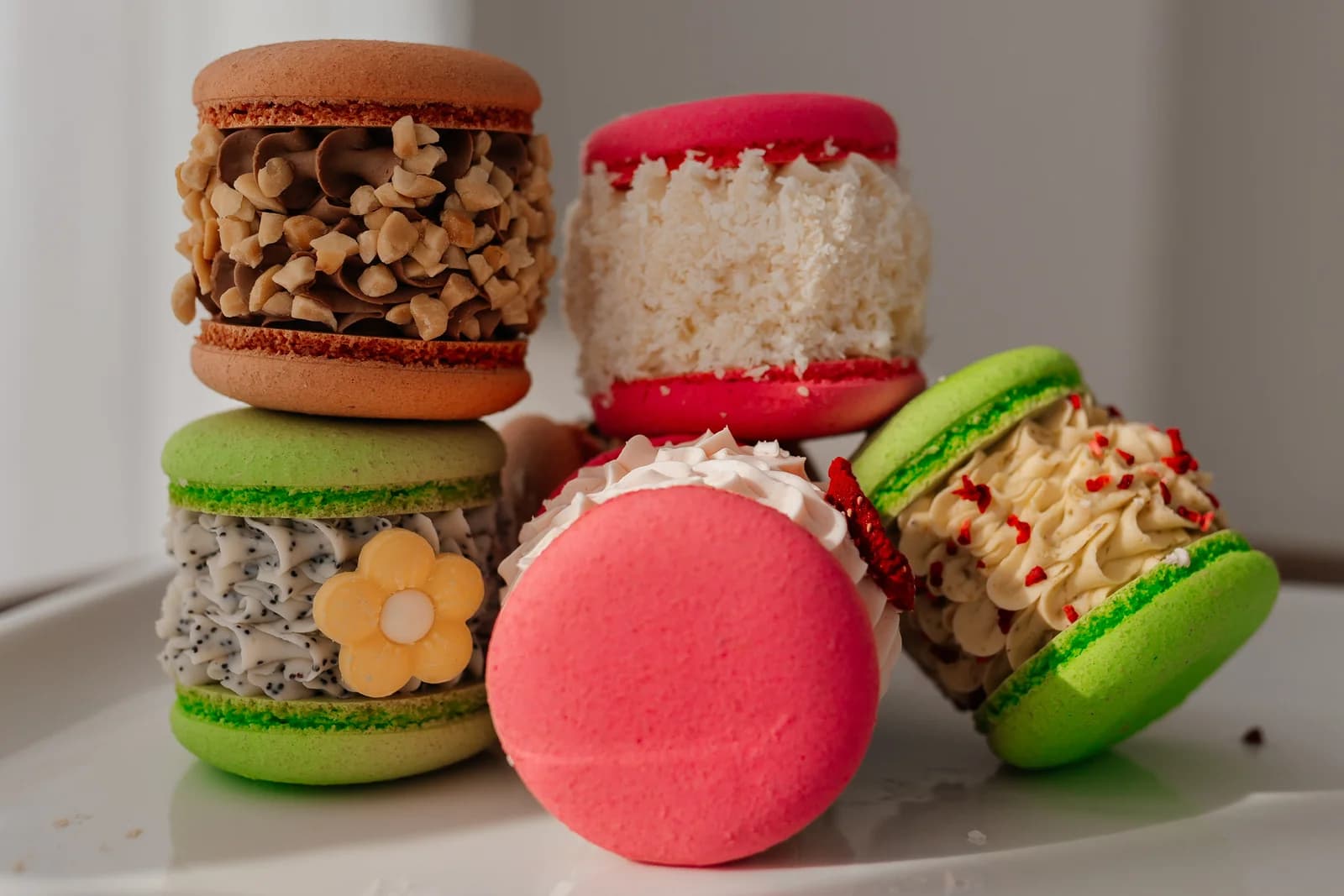Close-up macaron stack