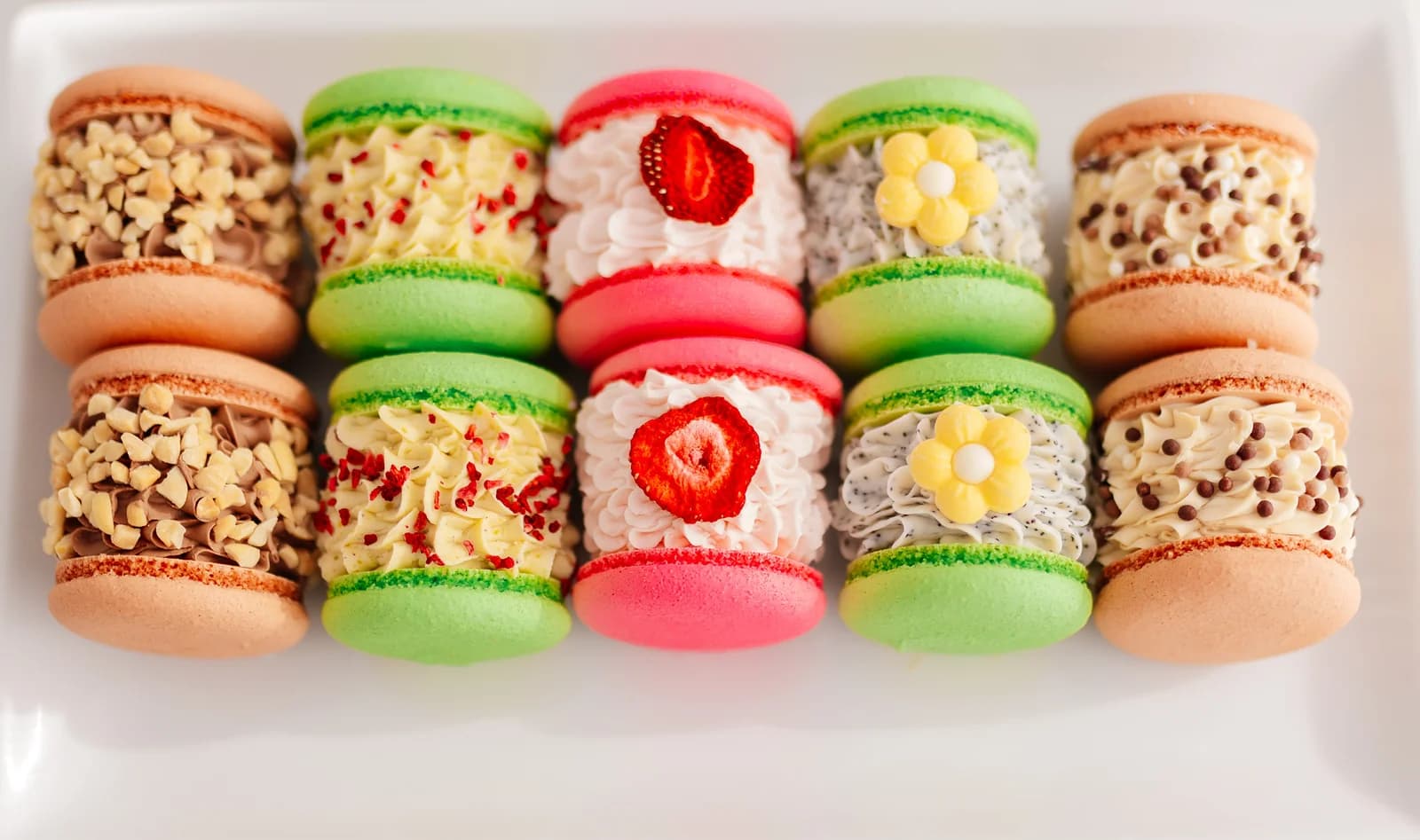 Flat lay of macarons